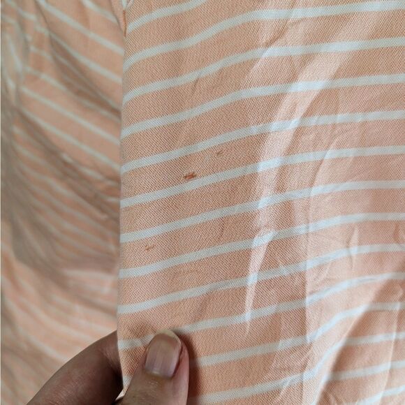 Frank & Eileen Peach Crinkle Fabric Barry Horizontal Striped Button Down Shirt - Picture 4 of 7